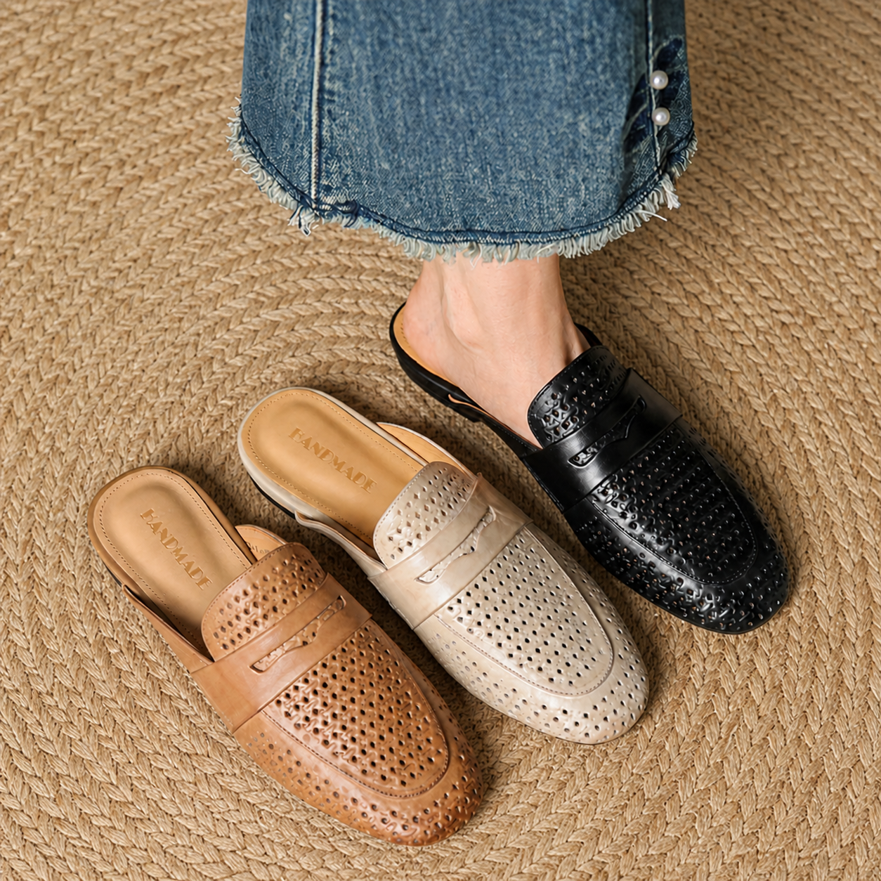Adella Genuine Leather Mules