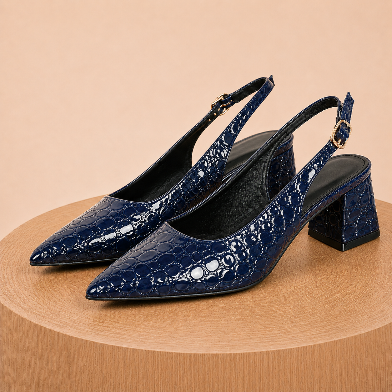 Rosalie Leather Croc Heels