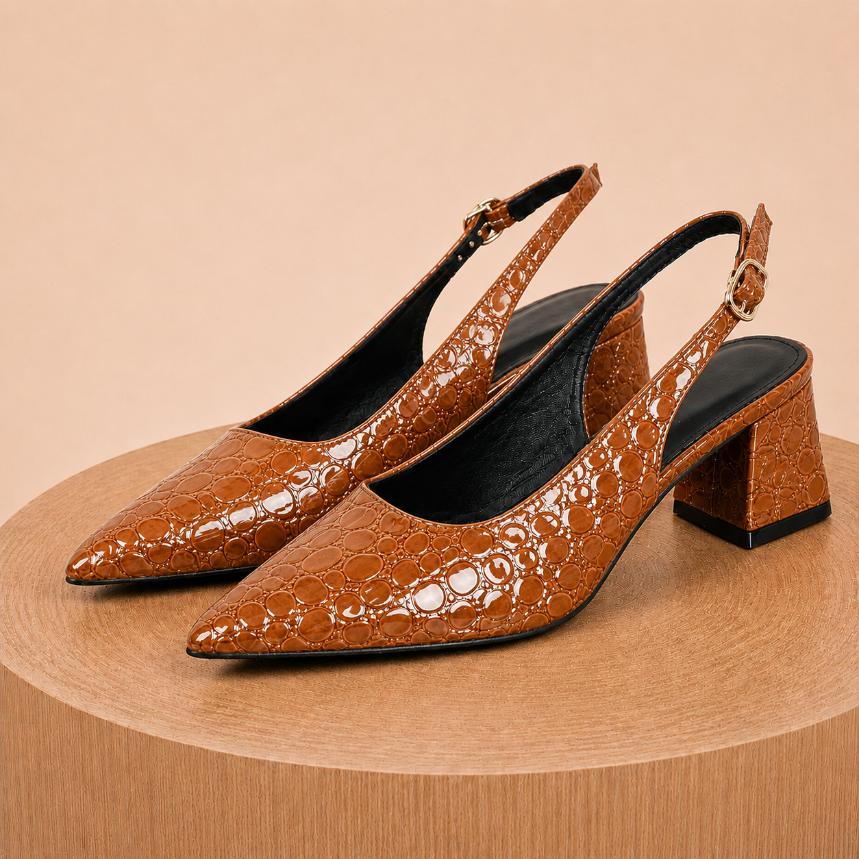 Rosalie Leather Croc Heels