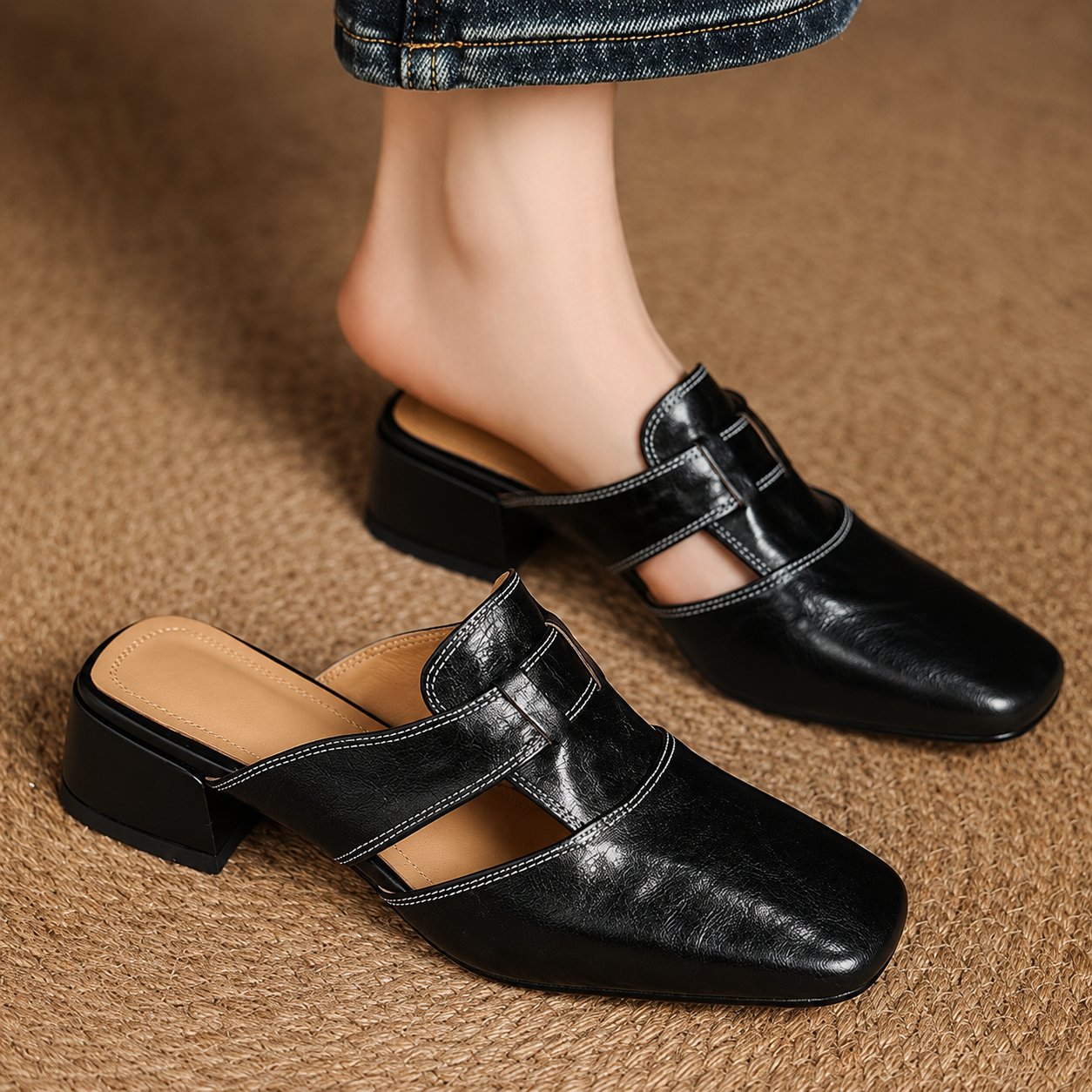 Lucia Genuine Leather Mules