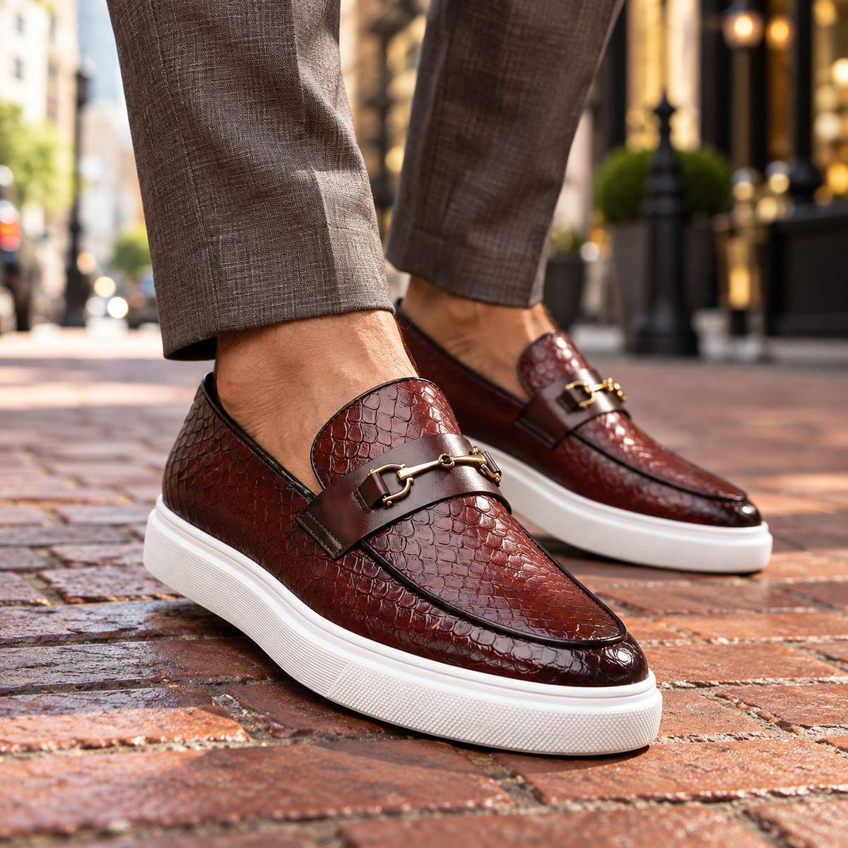 Hayes Leather Embossed Loafers