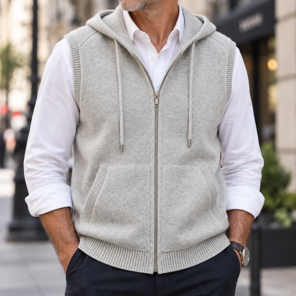 Everett Merino Wool Hooded Vest