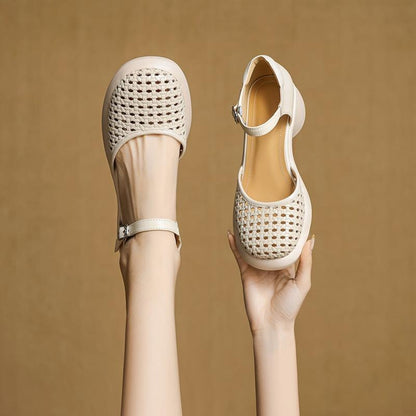Elara Leather Woven Heels