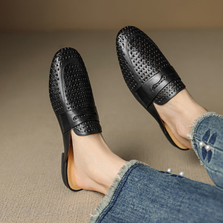 Adella Genuine Leather Mules