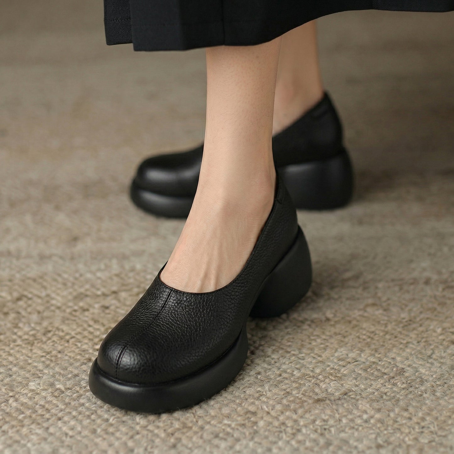 Lucia Leather Platform Heels