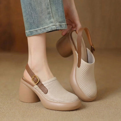 Lucia Leather Clog Heels