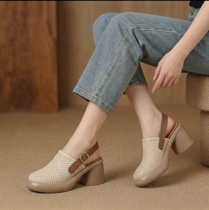 Lucia Leather Clog Heels