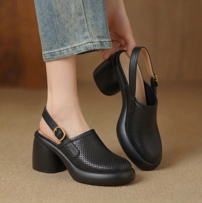 Lucia Leather Clog Heels