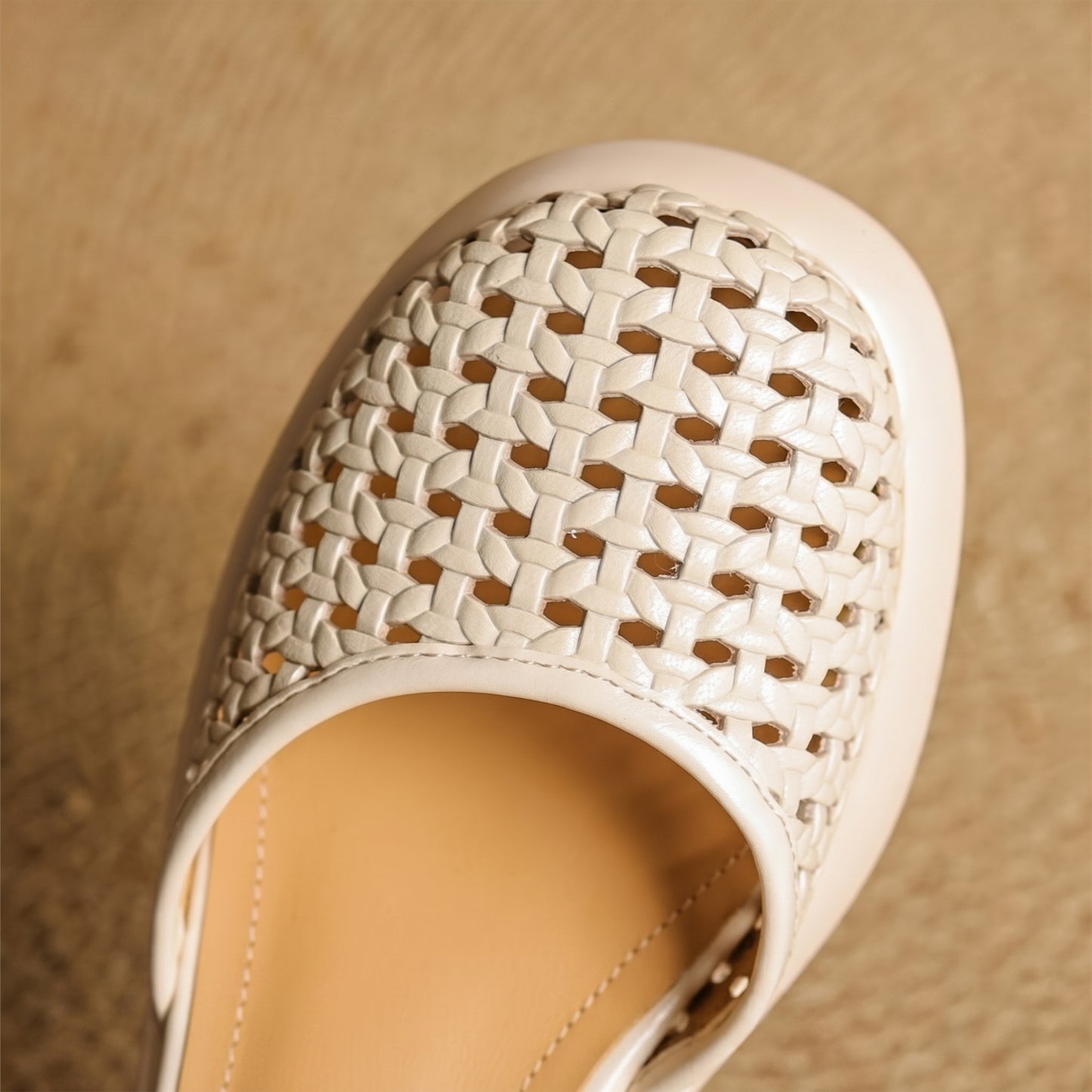 Elara Leather Woven Heels