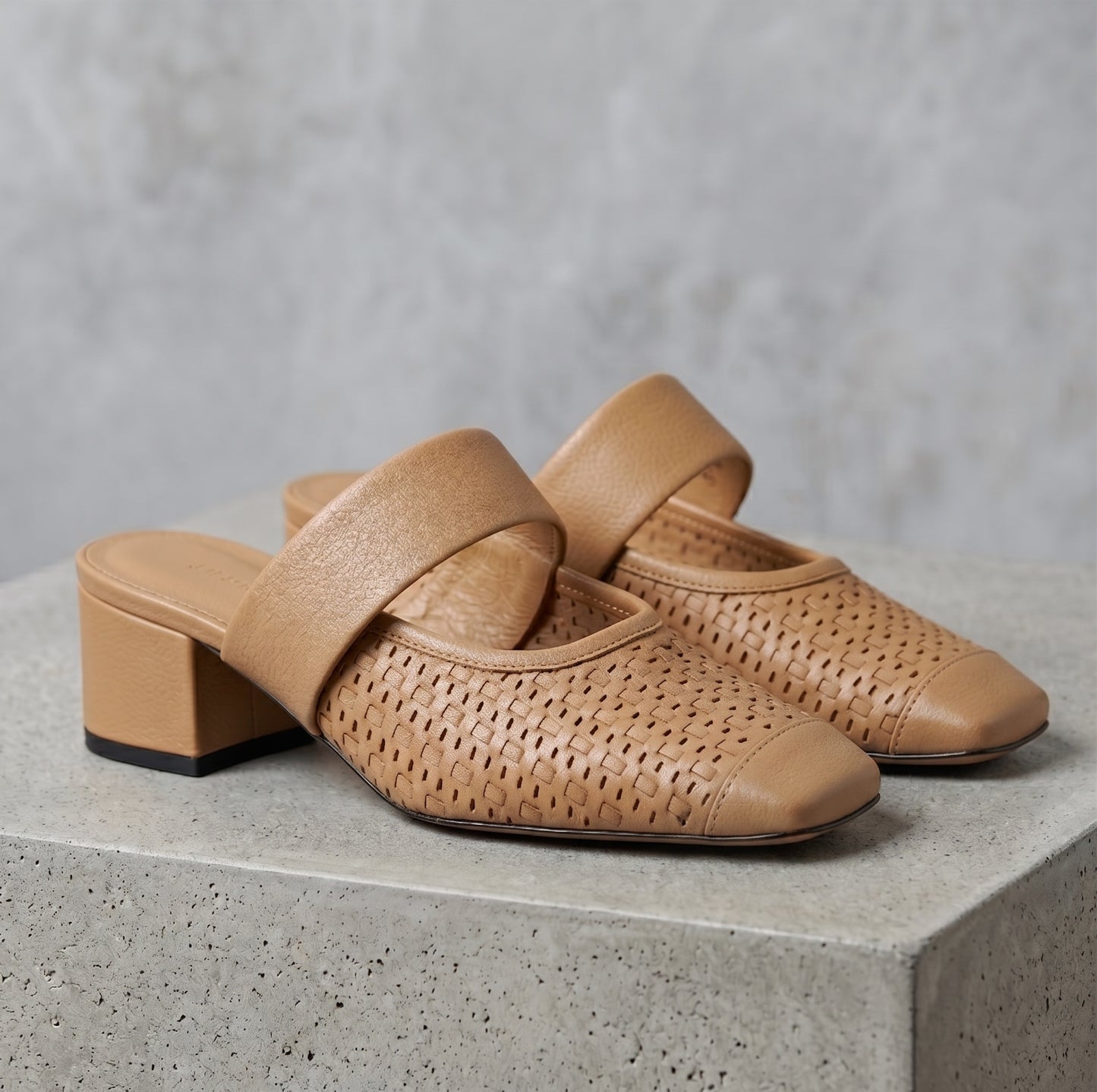 Amara Leather Woven Mules