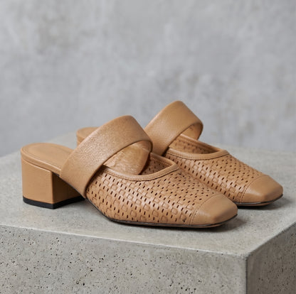 Amara Leather Woven Mules