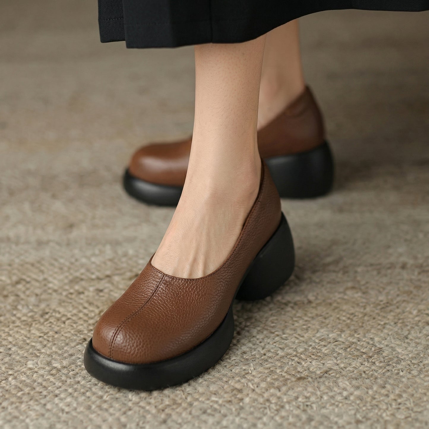 Lucia Leather Platform Heels