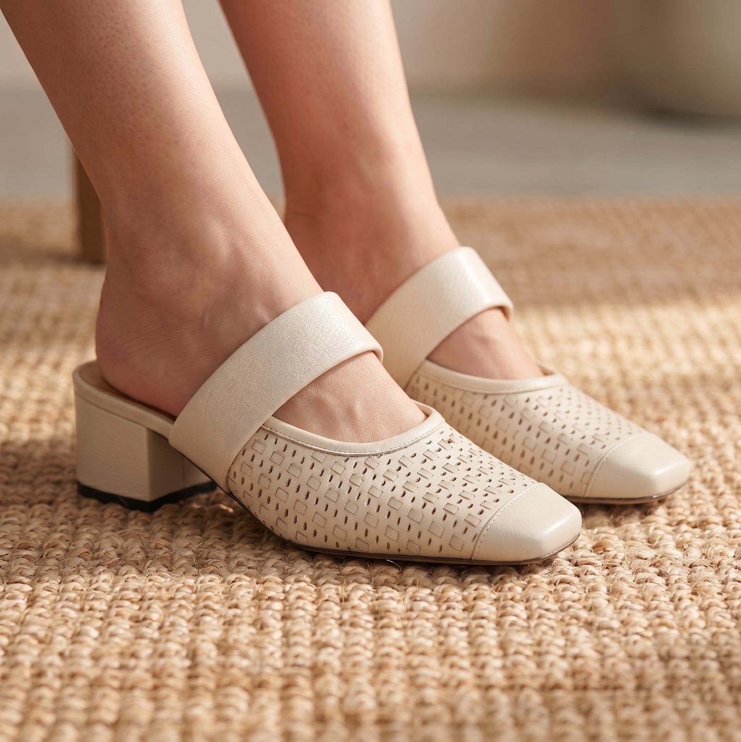 Amara Leather Woven Mules