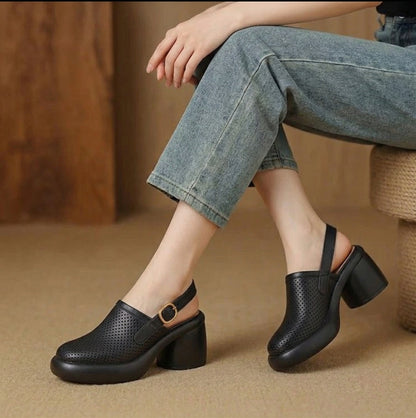 Lucia Leather Clog Heels