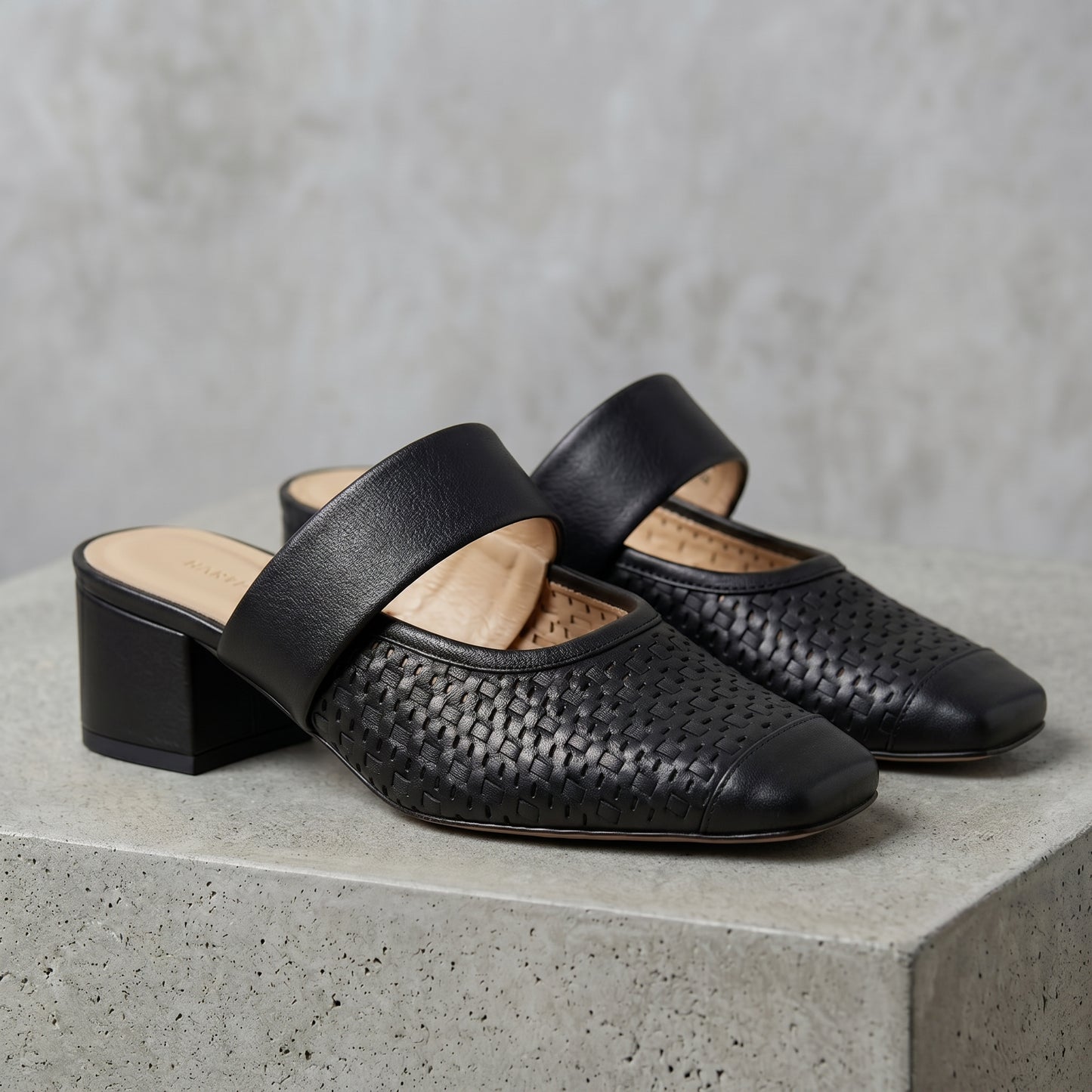 Amara Leather Woven Mules