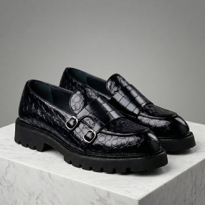 Moretti Leather Croc Loafers