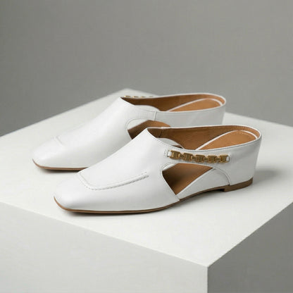 Lucia Leather Wedge Mules