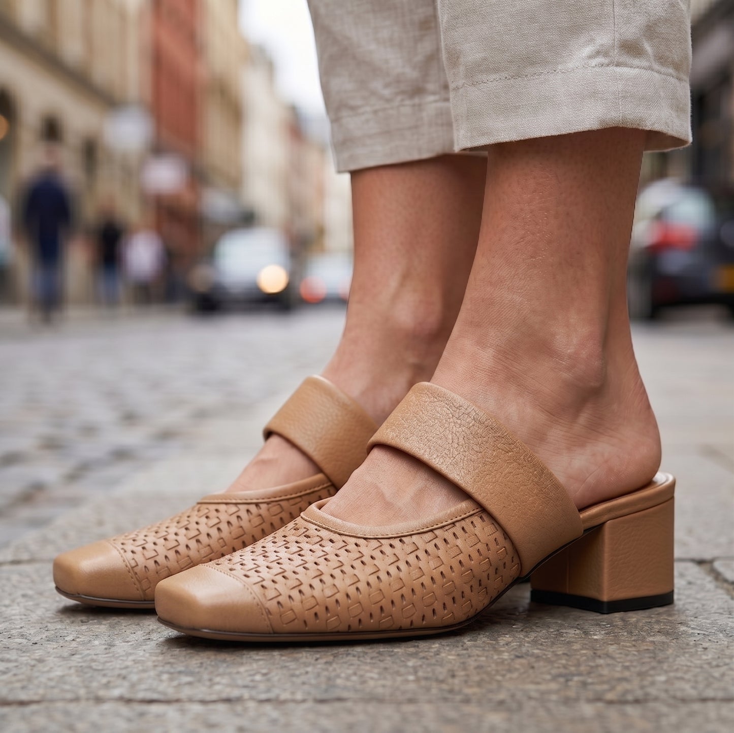 Amara Leather Woven Mules