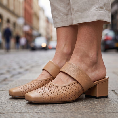 Amara Leather Woven Mules