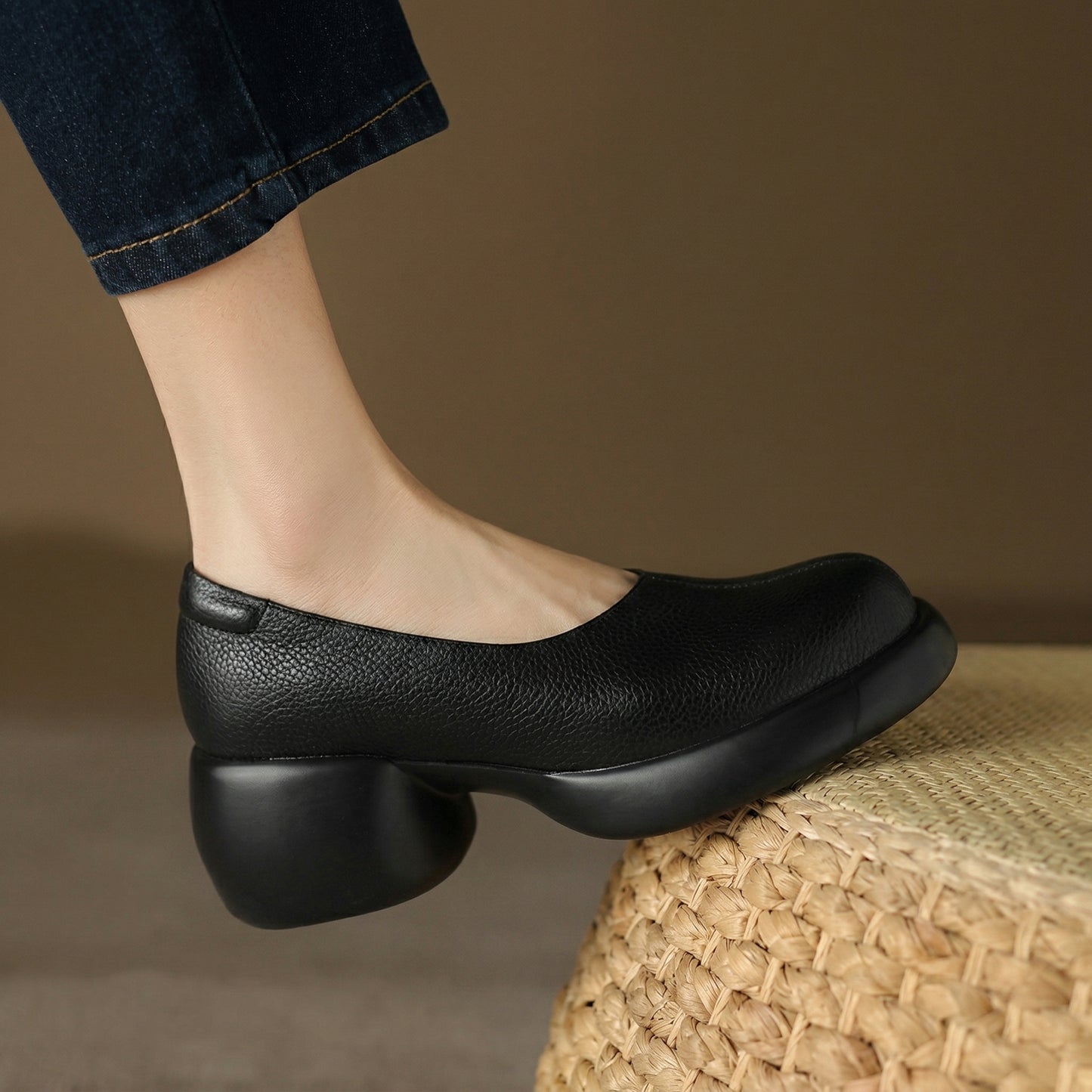 Lucia Leather Platform Heels