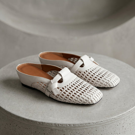 Mercer Leather Woven Mules