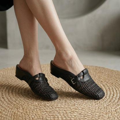 Mercer Leather Woven Mules