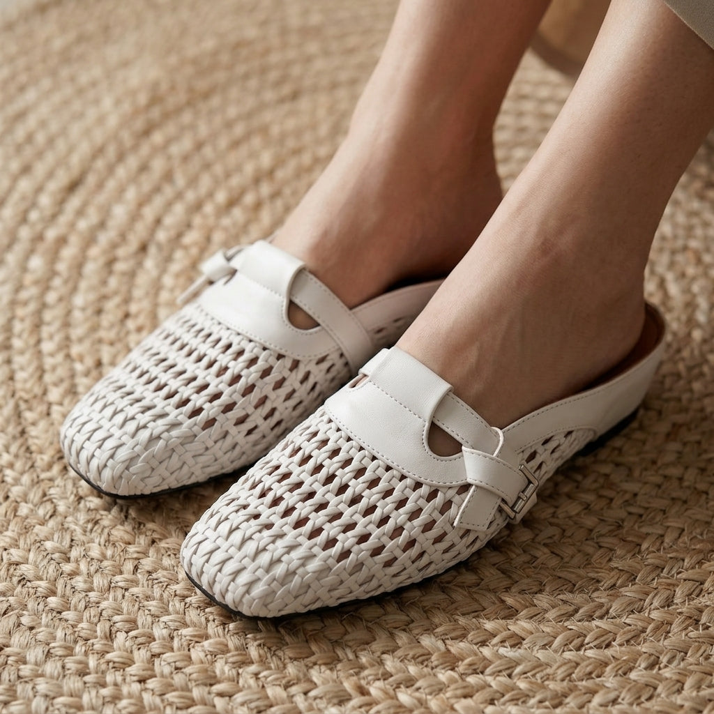Mercer Leather Woven Mules
