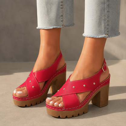 Valeria Leather Slingback Heels