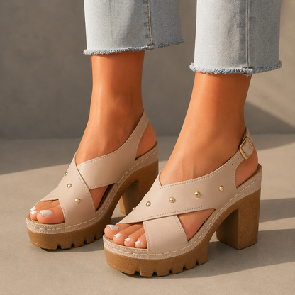 Valeria Leather Slingback Heels