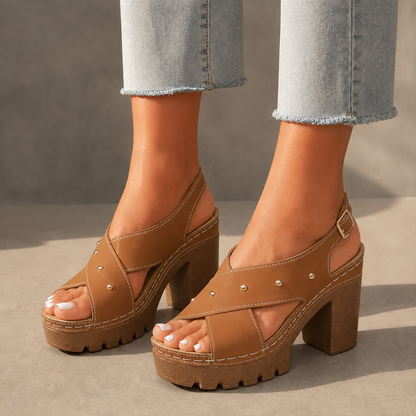 Valeria Leather Slingback Heels