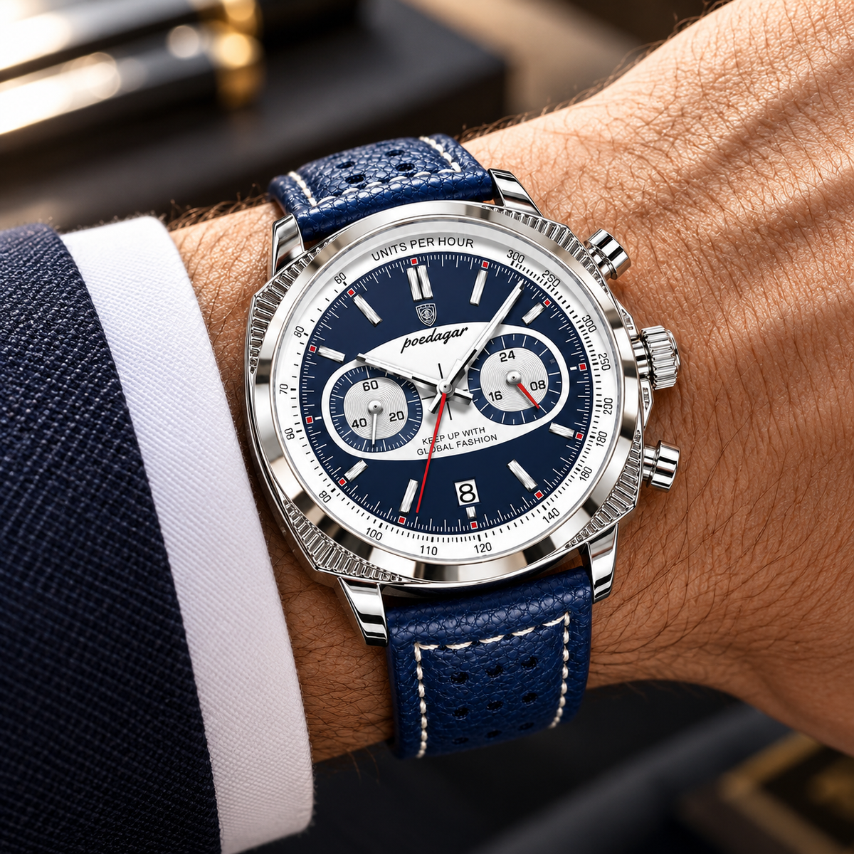 Everett Leather Chronograph Watch