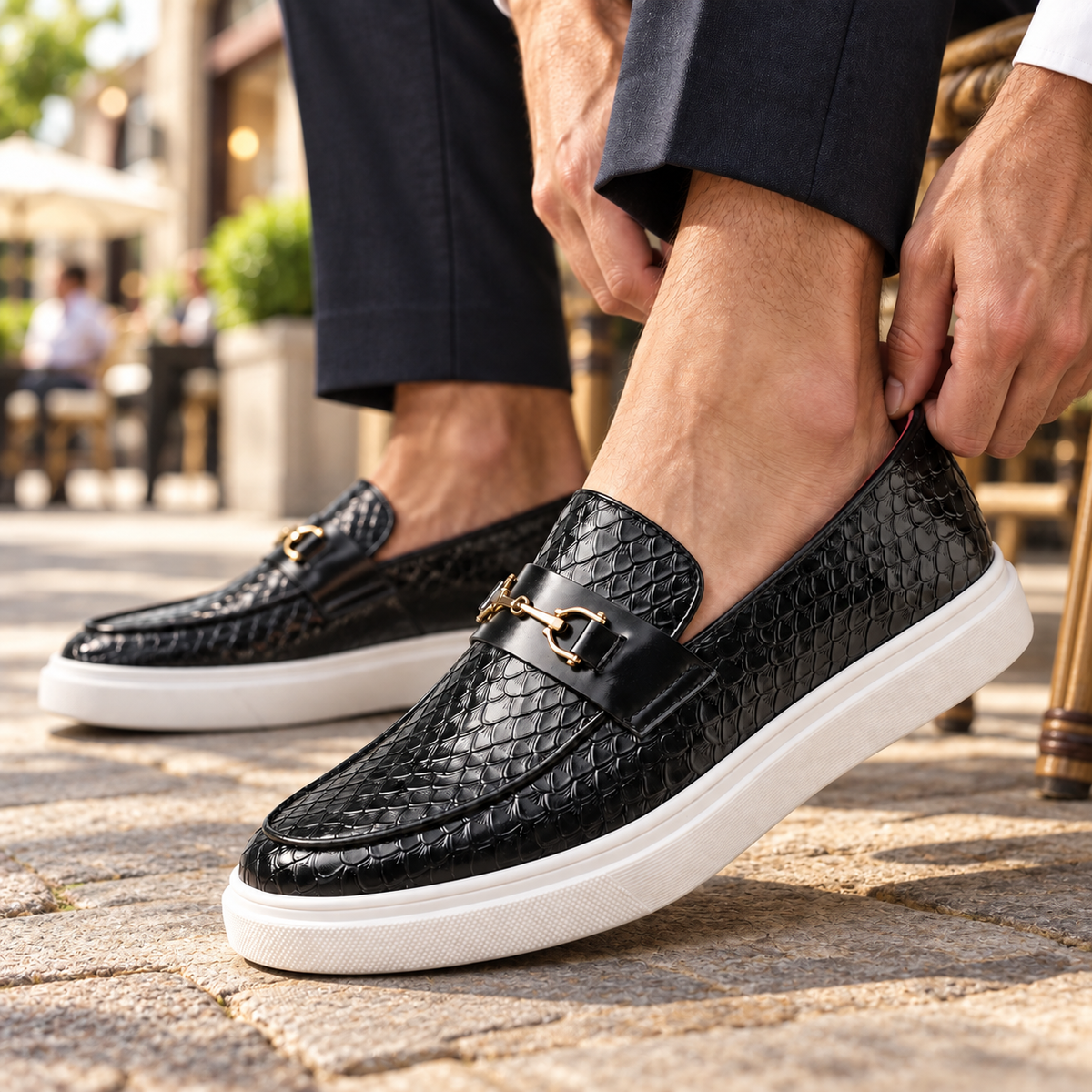 Hayes Leather Embossed Loafers
