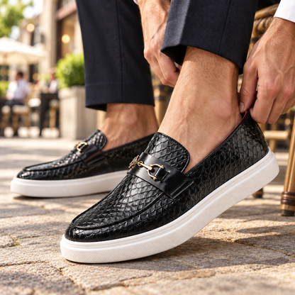 Hayes Leather Embossed Loafers
