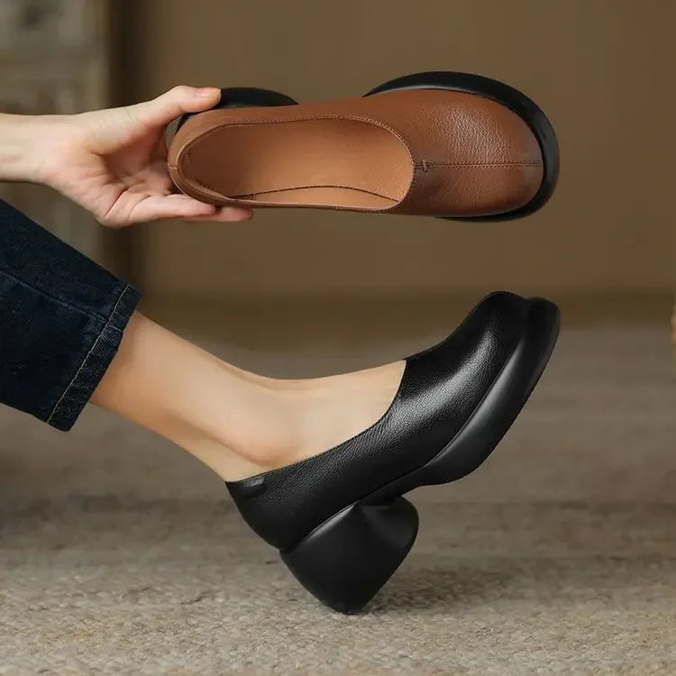Lucia Leather Platform Heels