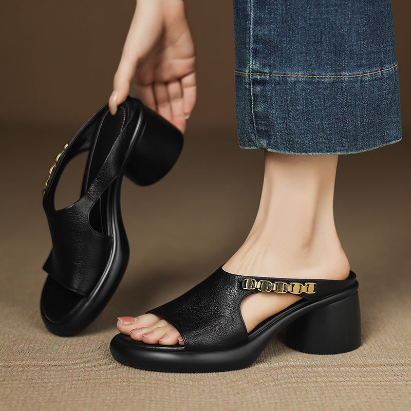 Selene Genuine Leather Platform Heels