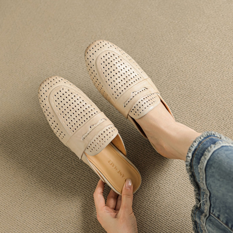 Adella Genuine Leather Mules