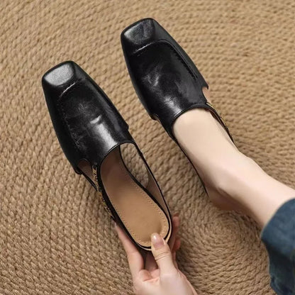 Lucia Leather Wedge Mules