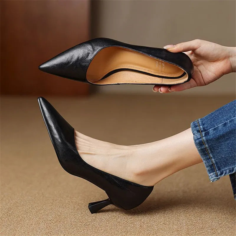 Lucia Genuine Leather Pointed Heels