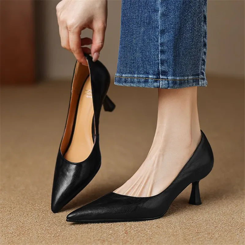 Lucia Genuine Leather Pointed Heels