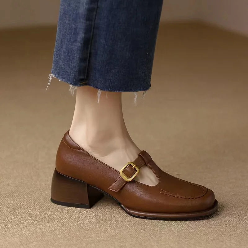 Lucia Leather Block Heels