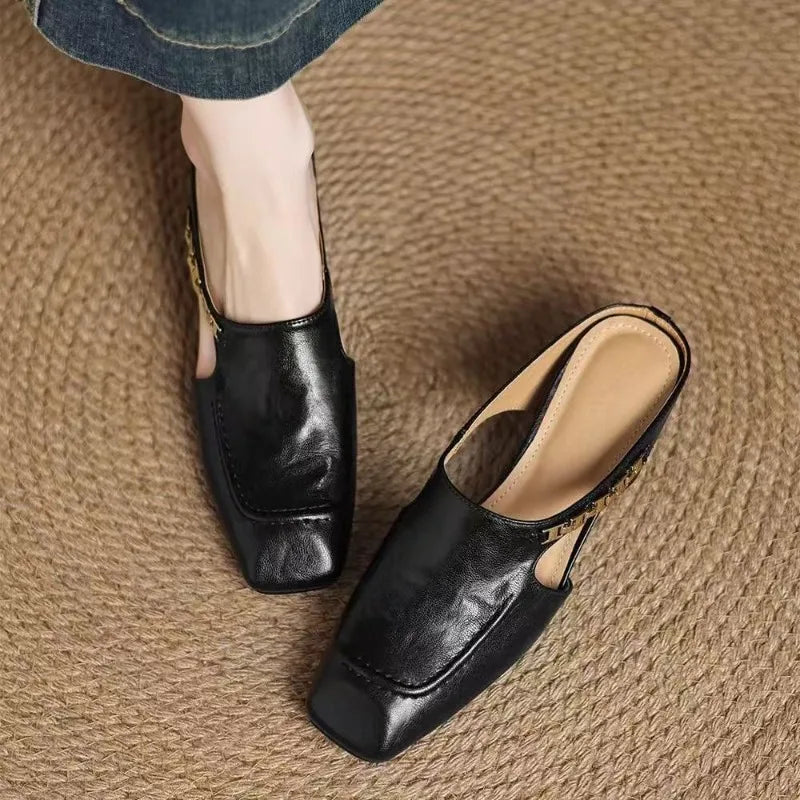 Lucia Leather Wedge Mules