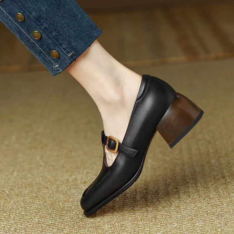 Lucia Leather Block Heels