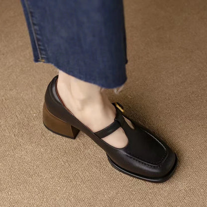 Lucia Leather Block Heels