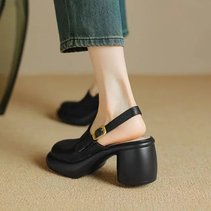 Lucia Leather Clog Heels