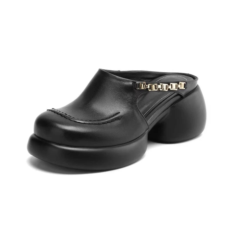 Lucia Leather Platform Mules