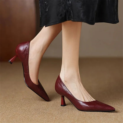 Lucia Genuine Leather Pointed Heels