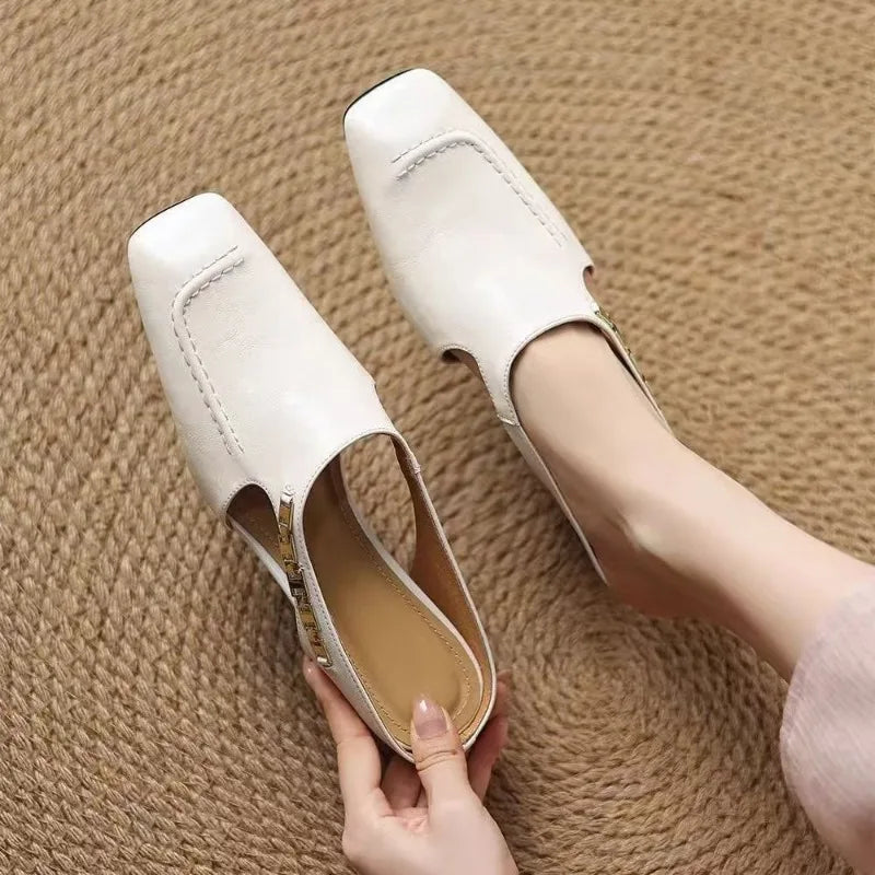 Lucia Leather Wedge Mules