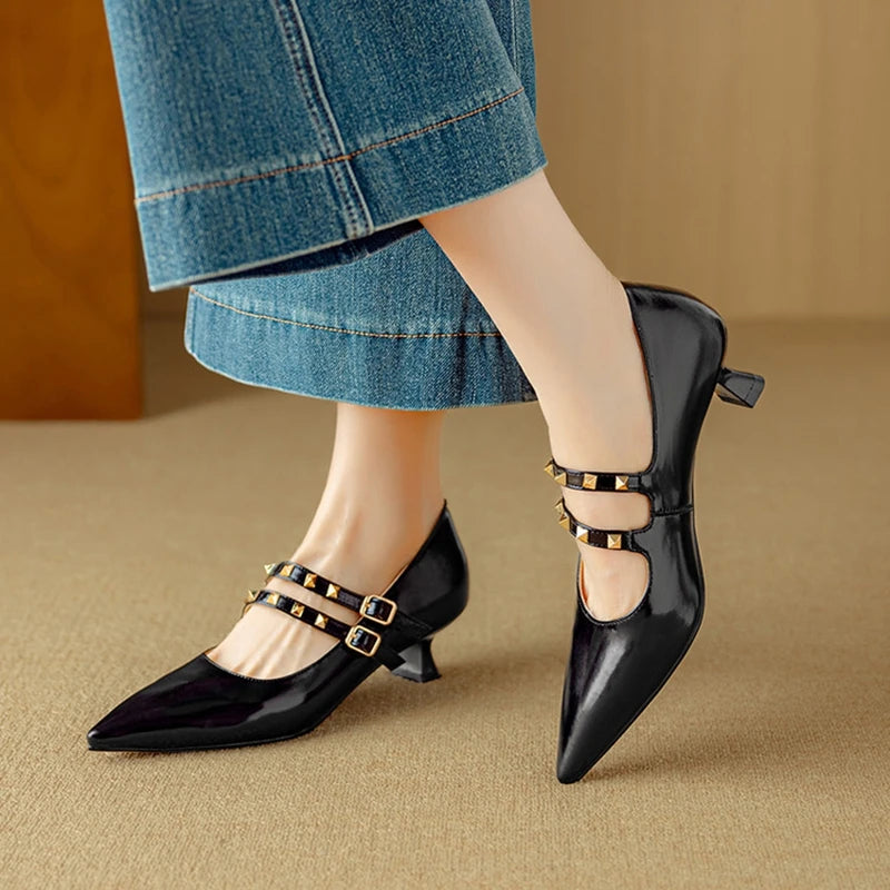 Lucia Stud Strap Heels