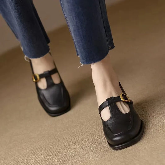Lucia Leather Block Heels