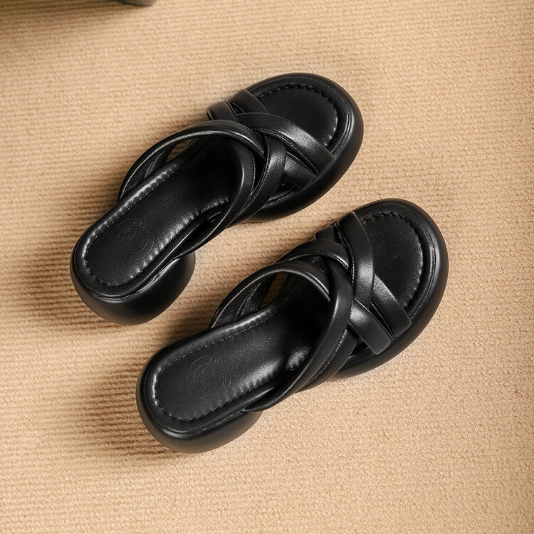 Serena Genuine Leather Platform Heels